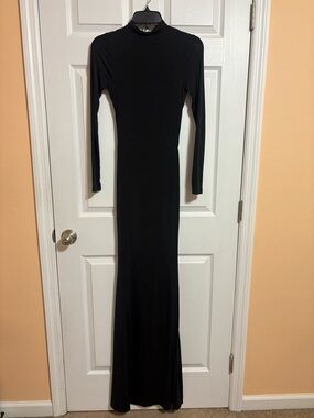 Fashion Nova Black Long Sleeve Turtleneck Maxi Dress